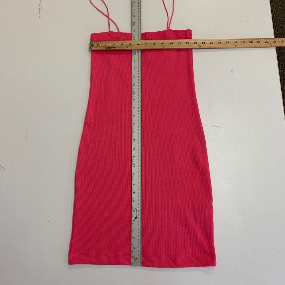 Zara Ribbed Mini Dress Womens L Large Camellia Pink Bodycon Fitted Stretch - Picture 6 of 10